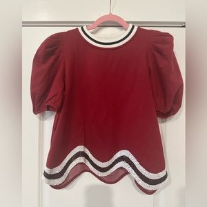 Queen of Sparkles puff sleeve top - garnet and black